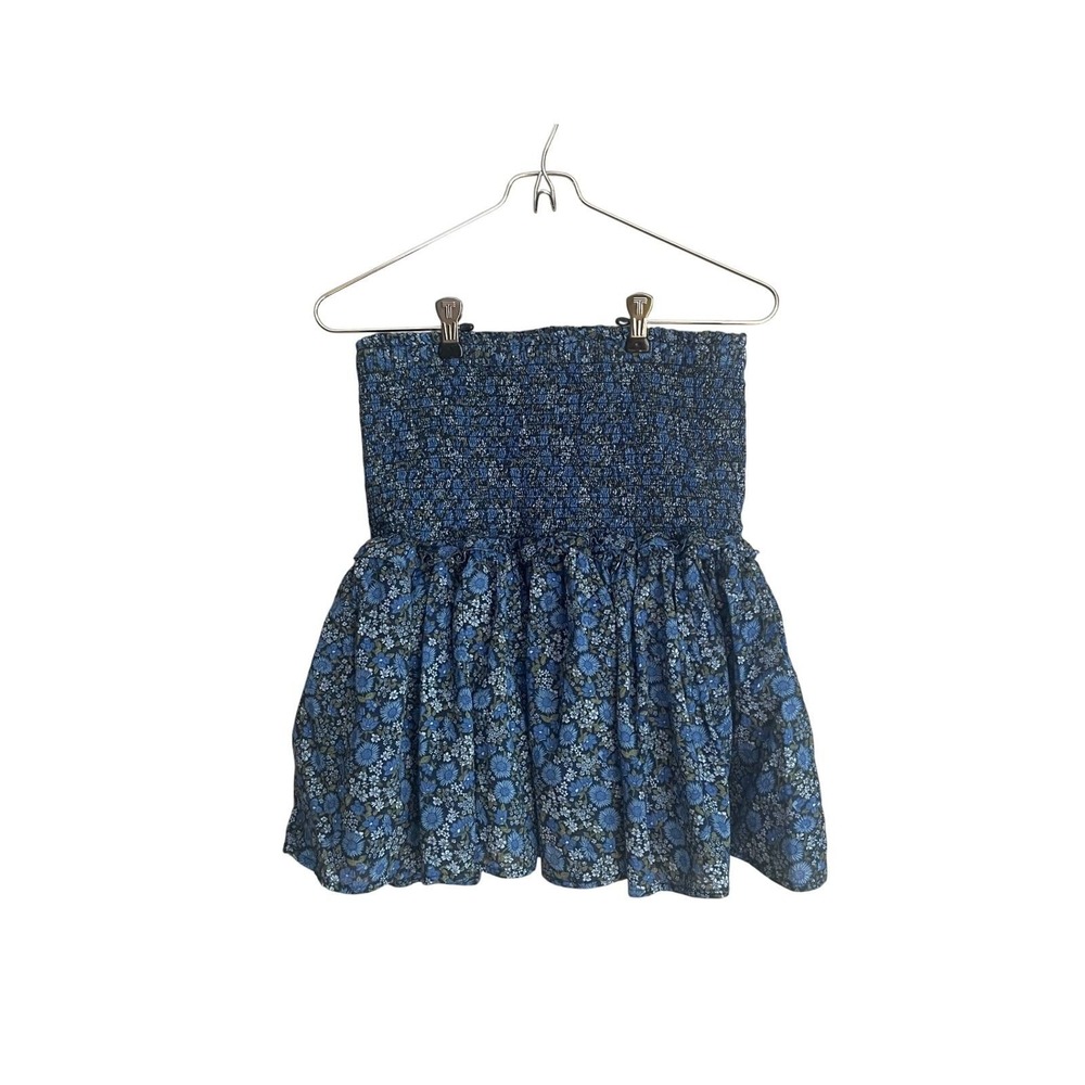 Blue Floral Skirt Women's Small Tall Gap Smocked Tiered Ruffle Top Boho Coquette